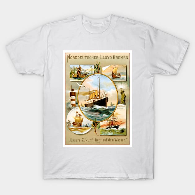 Vintage Travel Poster Germany Norddeutscher Lloyd Bremen T-Shirt by vintagetreasure